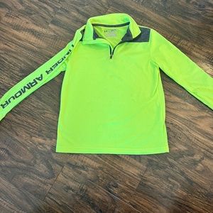 Boys Neon Green Under Armour Quarter Zip Size YSM